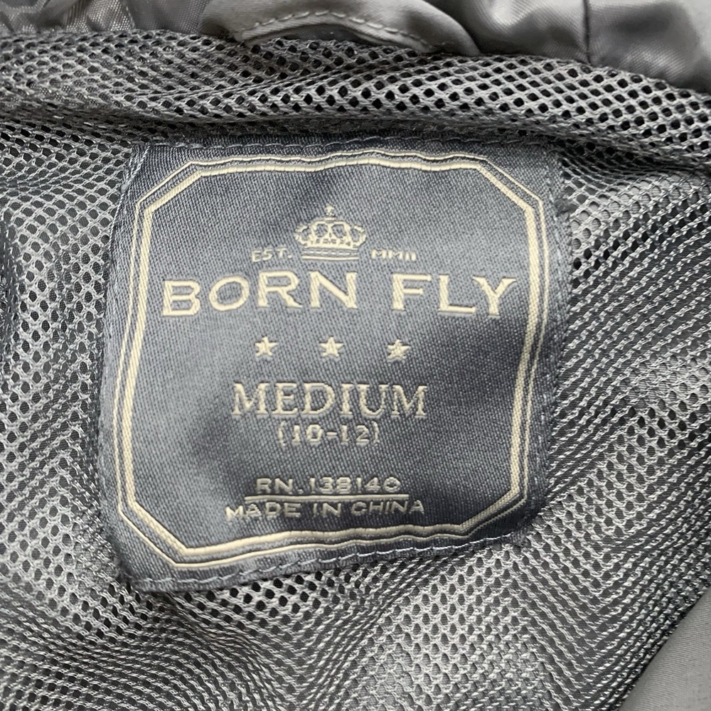 Born Fly Flight Style Windbreaker Full Zip Nylon Jacket Gray Big Kids M - Picture 5 of 11